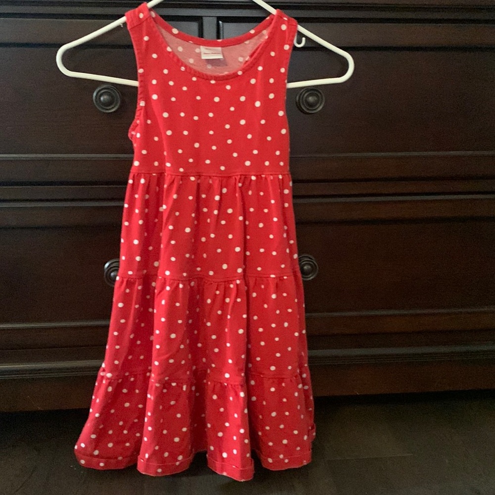 Hanna Andersson. Red with white polka dress. Size 6-7.